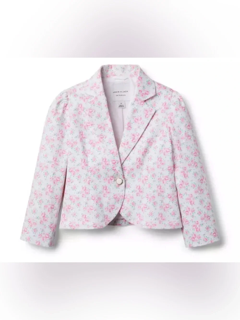JANIE and JACK White Floral Sateen Blazer Jacket - 4